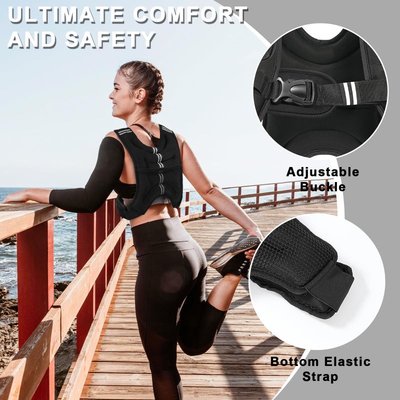 VBSD Weighted Vest for Women Men  12lb Weight Vest with Reflective Stripe  Body Weight Vests Adjustable for Strength Training  Running  Walking  Workout  Jogging  Fitness - Image 2